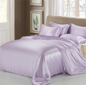 ライトパープル 薄紫色のシルク掛け布団カバー