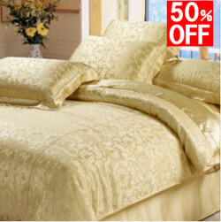 ゴールドジャガード織りシルク掛け布団カバー